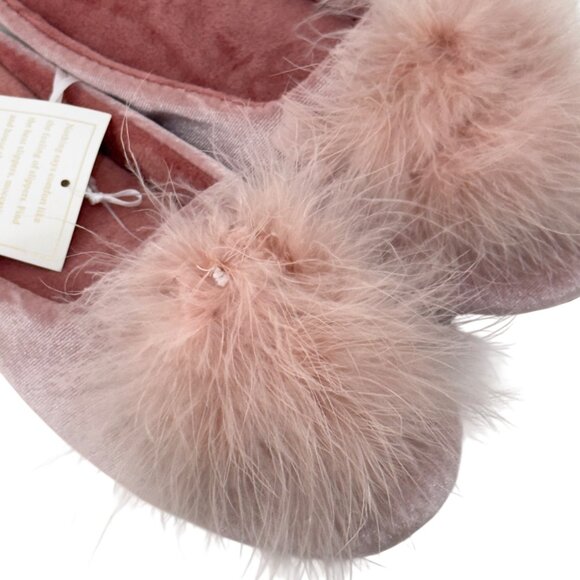 BCTEX COLL Luxury Pink Vegan Fur Pom Pom Slippers US Size 5/6 - Picture 4 of 11